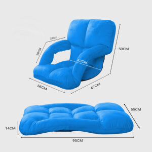 SOGA 2X Foldable Lounge Cushion Adjustable Floor Lazy Recliner Chair with Armrest Blue, Furniture, Living Room Furniture, Occasional Chairs, , ,  - NZ DEPOT 2