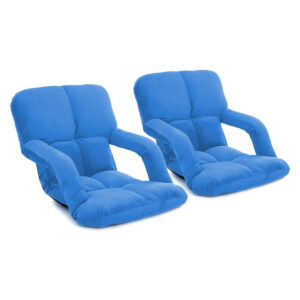 SOGA 2X Foldable Lounge Cushion Adjustable Floor Lazy Recliner Chair with Armrest Blue NZ DEPOT 9 - NZ DEPOT