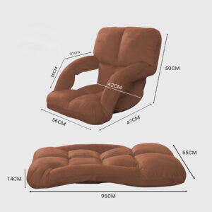 SOGA 2X Foldable Lounge Cushion Adjustable Floor Lazy Recliner Chair with Armrest Coffee, Furniture, Living Room Furniture, Occasional Chairs, , ,  - NZ DEPOT 2