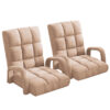 SOGA 2X Foldable Lounge Cushion Adjustable Floor Lazy Recliner Chair with Armrest Khaki, Furniture>Living Room Furniture>Occasional Chairs, , , , ,  - NZ DEPOT 1