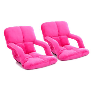 SOGA 2X Foldable Lounge Cushion Adjustable Floor Lazy Recliner Chair with Armrest Pink, Furniture, Living Room Furniture, Occasional Chairs, , ,  - NZ DEPOT 1