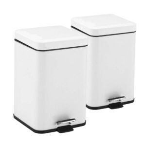 Buy SOGA 2X Foot Pedal Stainless Steel Rubbish Recycling Garbage Waste Trash Bin Square 6L White Online - Home & Living/Kitchen & Dining/Kitchen Storage/Kitchen Bins - 1 - NZ Depot Free Shipping