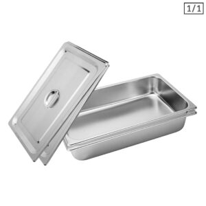 SOGA 2X Gastronorm GN Pan Full Size 11 GN Pan 10cm Deep Stainless Steel Tray With Lid NZ DEPOT - NZ DEPOT