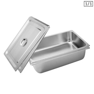 SOGA 2X Gastronorm GN Pan Full Size 1/1 GN Pan 15cm Deep Stainless Steel Tray With Lid, Home & Living, Kitchen & Dining, Bakeware, Baking Trays, ,  - NZ DEPOT 1