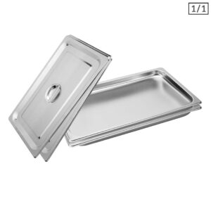 Soga 2X Gastronorm Gn Pan Full Size 11 Gn Pan 2Cm Deep Stainless Steel Tray With Lid Nz Depot - Nz Depot