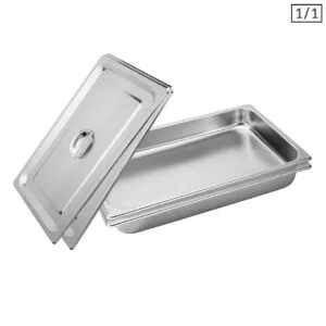 Buy SOGA 2X Gastronorm GN Pan Full Size 1/1 GN Pan 6.5cm Deep Stainless Steel Tray With Lid Online - Home & Living/Kitchen & Dining/Bakeware/Baking Trays - 1 - NZ Depot Free Shipping