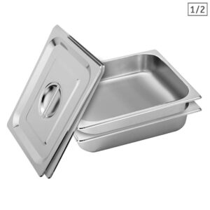 SOGA 2X Gastronorm GN Pan Full Size 1/2 GN Pan 6.5cm Deep Stainless Steel Tray With Lid, Home & Living, Kitchen & Dining, Bakeware, Baking Trays, ,  - NZ DEPOT 1