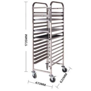 SOGA 2X Gastronorm Trolley 15 Tier Stainless Steel Cake Bakery Trolley Suits 60*40cm Tray, Business & Industrial, Food Service, Food Service Carts, , ,  - NZ DEPOT 2