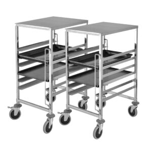 SOGA 2X Gastronorm Trolley 7 Tier Stainless Steel Bakery Trolley Suits 60cmx40cm Tray with Working Surface, Business & Industrial, Food Service, Food Service Carts, , ,  - NZ DEPOT 1