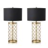 SOGA 2X Golden Hollowed Out Base Table Lamp with Dark Shade, Home & Living>Lighting>Indoor Lights>Lamps>Table Lamps, , , , ,  - NZ DEPOT 1