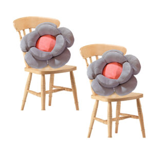 SOGA 2X Grey Double Flower Shape Cushion Soft Bedside Floor Plush Pillow Home Decor, Furniture, Living Room Furniture, Occasional Chairs, , ,  - NZ DEPOT 1