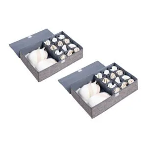 Buy SOGA 2X Grey Flip Top Underwear Storage Box Foldable Wardrobe Partition Drawer Home Organiser Online - Furniture/Storage & Shelving/Home Storage - 1 - NZ Depot Free Shipping