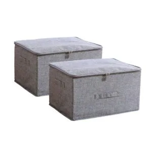 Buy SOGA 2X Grey Large Portable Double Zipper Storage Box Moisture Proof Clothes Basket Foldable Home Organiser Online - Furniture/Storage & Shelving/Home Storage - 1 - NZ Depot Free Shipping