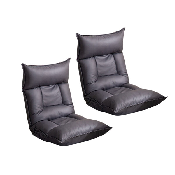 SOGA 2X Grey Lounge Recliner Lazy Sofa Bed Tatami Cushion Collapsible Backrest Seat Home Office Decor, Furniture, Living Room Furniture, Occasional Chairs, , ,  - NZ DEPOT 1