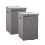 SOGA 2X  Grey Medium Collapsible Laundry Hamper Storage Box Foldable Canvas Basket Home Organiser Decor, Furniture>Storage & Shelving>Home Storage, , , , ,  - NZ DEPOT 1