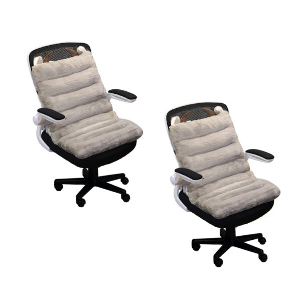 SOGA 2X Grey One Piece Siamese Cushion Office Sedentary Butt Mat Back Waist Chair Support Home Decor With Buffalo Ears, Furniture>Living Room Furniture>Occasional Chairs, , , , ,  - NZ DEPOT 1