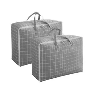 Buy SOGA 2X Grey Plaid Large Storage Luggage Bag Double Zipper Foldable Travel Organiser Essentials Online - Furniture/Storage & Shelving/Home Storage - 1 - NZ Depot Free Shipping