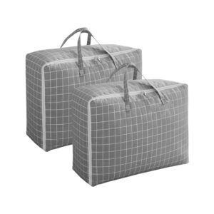 SOGA 2X Grey Plaid Super Large Storage Luggage Bag Double Zipper Foldable Travel Organiser Essentials - NZ DEPOT