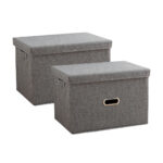 SOGA 2X Grey Small Foldable Canvas Storage Box Cube Clothes Basket Organiser Home Decorative Box, Furniture, Storage & Shelving, Home Storage, , ,  - NZ DEPOT 1