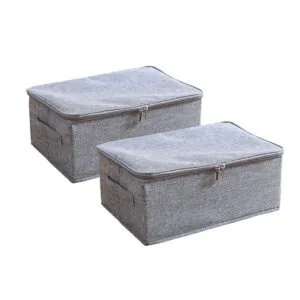 Buy SOGA 2X Grey Small Portable Double Zipper Storage Box Moisture Proof Clothes Basket Foldable Home Organiser Online - Furniture/Storage & Shelving/Home Storage - 1 - NZ Depot Free Shipping
