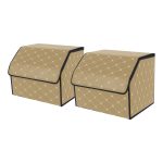 SOGA 2X Leather Car Boot Collapsible Foldable Trunk Cargo Organizer Portable Storage Box Beige/Gold Stitch Small, Garden, Tools & Hardware>Automotive Parts & Accessories>Accessories & Car Care>Interior Accessories, , , , ,  - NZ DEPOT 1