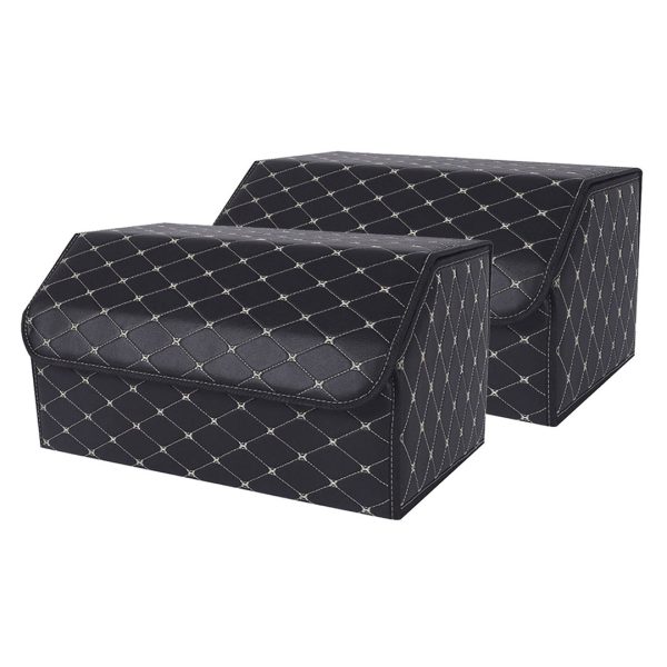 SOGA 2X Leather Car Boot Collapsible Foldable Trunk Cargo Organizer Portable Storage Box Black/Gold Stitch Large, Garden, Tools & Hardware>Automotive Parts & Accessories>Accessories & Car Care>Interior Accessories, , , , ,  - NZ DEPOT 1