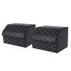 SOGA 2X Leather Car Boot Collapsible Foldable Trunk Cargo Organizer Portable Storage Box Black/Gold Stitch Medium, Garden, Tools & Hardware>Automotive Parts & Accessories>Accessories & Car Care>Interior Accessories, , , , ,  - NZ DEPOT 1