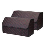 SOGA 2X Leather Car Boot Collapsible Foldable Trunk Cargo Organizer Portable Storage Box Black/Red Stitch Large, Garden, Tools & Hardware>Automotive Parts & Accessories>Accessories & Car Care>Interior Accessories, , , , ,  - NZ DEPOT 1
