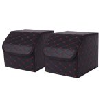 SOGA 2X Leather Car Boot Collapsible Foldable Trunk Cargo Organizer Portable Storage Box Black/Red Stitch Small, Garden, Tools & Hardware>Automotive Parts & Accessories>Accessories & Car Care>Interior Accessories, , , , ,  - NZ DEPOT 1