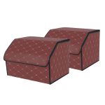 SOGA 2X Leather Car Boot Collapsible Foldable Trunk Cargo Organizer Portable Storage Box Coffee/Gold Stitch Medium, Garden, Tools & Hardware>Automotive Parts & Accessories>Accessories & Car Care>Interior Accessories, , , , ,  - NZ DEPOT 1