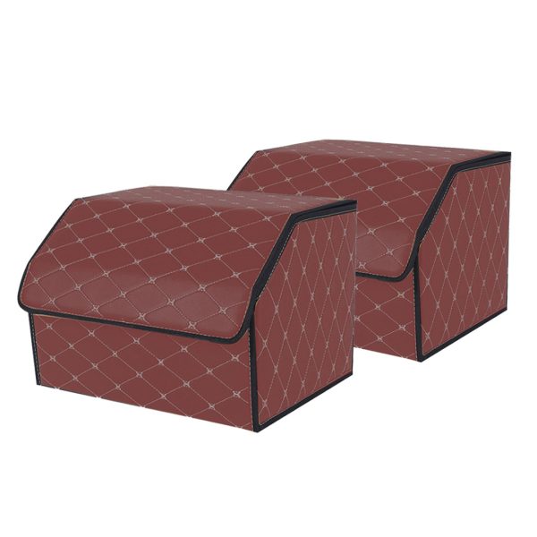 SOGA 2X Leather Car Boot Collapsible Foldable Trunk Cargo Organizer Portable Storage Box Coffee/Gold Stitch Medium, Garden, Tools & Hardware>Automotive Parts & Accessories>Accessories & Car Care>Interior Accessories, , , , ,  - NZ DEPOT 1