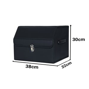 SOGA 2X Leather Car Boot Collapsible Foldable Trunk Cargo Organizer Portable Storage Box With Lock Black Small, Garden, Tools & Hardware, Automotive Parts & Accessories, Accessories & Car Care, Interior Accessories, ,  - NZ DEPOT 2