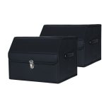 SOGA 2X Leather Car Boot Collapsible Foldable Trunk Cargo Organizer Portable Storage Box With Lock Black Small, Garden, Tools & Hardware>Automotive Parts & Accessories>Accessories & Car Care>Interior Accessories, , , , ,  - NZ DEPOT 1