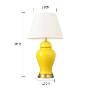 SOGA 2X Oval Ceramic Table Lamp with Gold Metal Base Desk Lamp Yellow, Home & Living, Lighting, Indoor Lights, Lamps, Table Lamps,  - NZ DEPOT 2