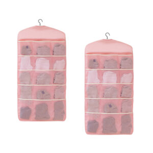 SOGA 2X Pink Double Sided Hanging Storage Bag Underwear Bra Socks Mesh Pocket Hanger Home Organiser, Furniture, Storage & Shelving, Home Storage, , ,  - NZ DEPOT 1