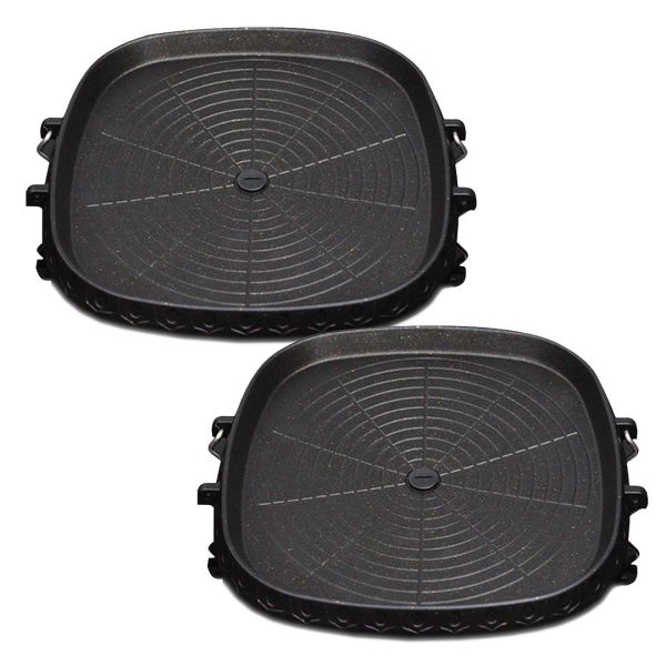 SOGA 2X Portable Korean BBQ Butane Gas Stove Stone Grill Plate Non Stick Coated Square, home & living > outdoor living > barbecues > barbecue accessories > spare parts & fittings, , , , ,  - NZ DEPOT 1