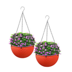 SOGA 2X Red Medium Hanging Resin Flower Pot Self Watering Basket Planter Outdoor Garden Decor, Home & Living, Home Decor, Indoor Pots, Planters and Plant Stands, , ,  - NZ DEPOT 1