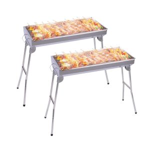 SOGA 2X Skewers Grill Portable Stainless Steel Charcoal BBQ Outdoor 6-8 Persons, home & living, outdoor living, barbecues, barbecues, freestanding,  - NZ DEPOT 1