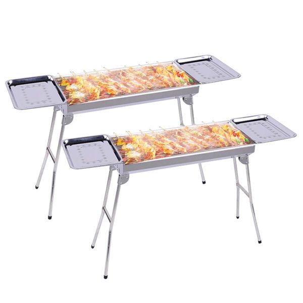 SOGA 2X Skewers Grill with Side Tray Portable Stainless Steel Charcoal BBQ Outdoor 6-8 Persons, home & living, outdoor living, barbecues, barbecues, freestanding,  - NZ DEPOT 1