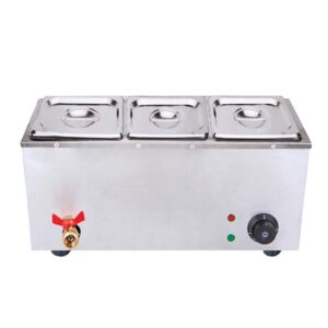 SOGA 2X Stainless Steel 3 X 1/2 GN Pan Electric Bain-Marie Food Warmer with Lid, Business & Industrial, Food Service, Plate & Dish Warmers, , ,  - NZ DEPOT 2