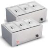 SOGA 2X Stainless Steel 3 X 1/2 GN Pan Electric Bain-Marie Food Warmer with Lid, Business & Industrial>Food Service>Plate & Dish Warmers, , , , ,  - NZ DEPOT 1