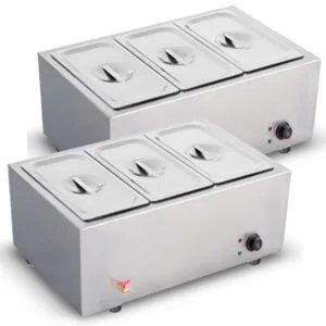 Buy SOGA 2X Stainless Steel 3 X 1/2 GN Pan Electric Bain-Marie Food Warmer with Lid Online - Business & Industrial/Food Service/Plate & Dish Warmers - 1 - NZ Depot Free Shipping