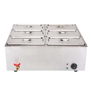 SOGA 2X Stainless Steel 6 X 1/3 GN Pan Electric Bain-Marie Food Warmer with Lid, Business & Industrial, Food Service, Plate & Dish Warmers, , ,  - NZ DEPOT 2