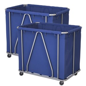 SOGA 2X Stainless Steel Commercial Large Soiled Linen Laundry Trolley Cart with Wheels Blue, Business & Industrial, Food Service, Food Service Carts, , ,  - NZ DEPOT 1