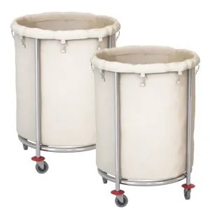 Buy SOGA 2X Stainless Steel Commercial Round Soiled Linen Laundry Trolley Cart with Wheels White Online - Business & Industrial/Food Service/Food Service Carts - 1 - NZ Depot Free Shipping