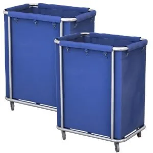 Buy SOGA 2X Stainless Steel Commercial Square Soiled Linen Laundry Trolley Cart with Wheels Blue Online - Business & Industrial/Food Service/Food Service Carts - 1 - NZ Depot Free Shipping