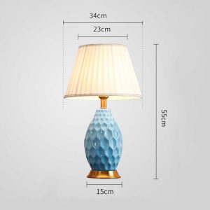 SOGA 2X Textured Ceramic Oval Table Lamp with Gold Metal Base Blue, Home & Living, Lighting, Indoor Lights, Lamps, Table Lamps,  - NZ DEPOT 2