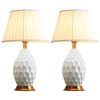 SOGA 2X Textured Ceramic Oval Table Lamp with Gold Metal Base White, Home & Living>Lighting>Indoor Lights>Lamps>Table Lamps, , , , ,  - NZ DEPOT 1