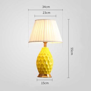 SOGA 2X Textured Ceramic Oval Table Lamp with Gold Metal Base Yellow, Home & Living, Lighting, Indoor Lights, Lamps, Table Lamps,  - NZ DEPOT 2