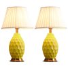 SOGA 2X Textured Ceramic Oval Table Lamp with Gold Metal Base Yellow, Home & Living>Lighting>Indoor Lights>Lamps>Table Lamps, , , , ,  - NZ DEPOT 1